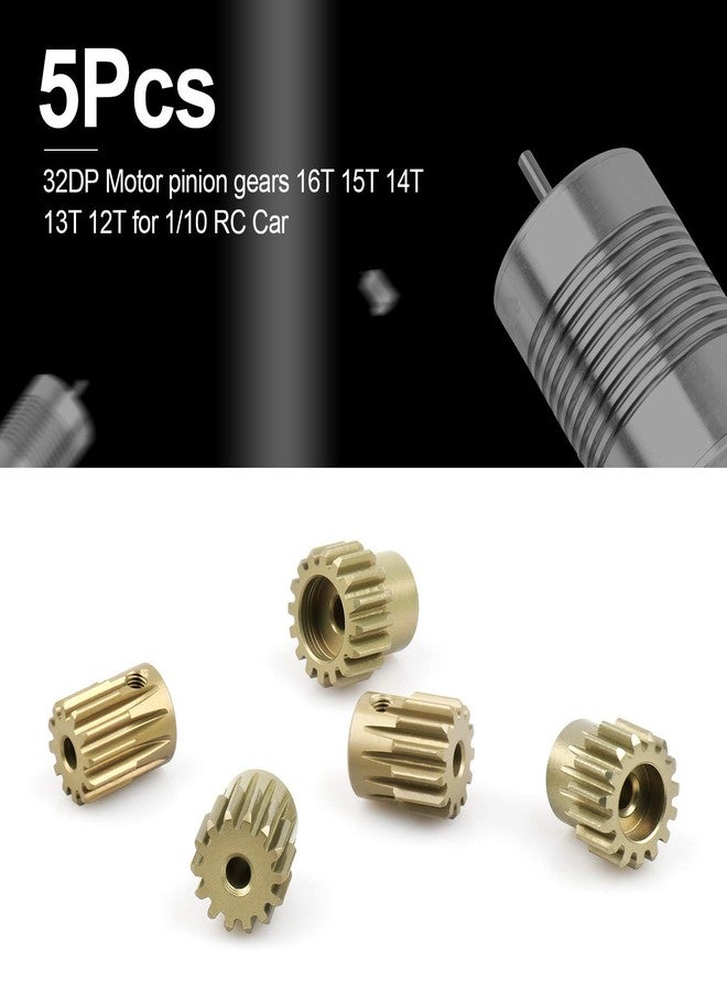 مجموعة تروس محرك 32DP 540 مكونة من 5 قطع (12، 13، 14، 15، 16 سنًا) بقطر 3.175 مم، مناسبة لسيارات التحكم عن بعد بمقياس 1/10 ذات محرك بدون فرش. - Image 2